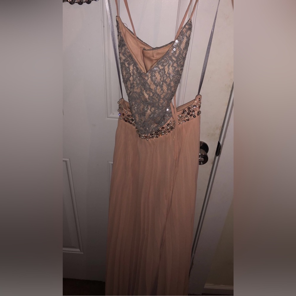 Beautiful peach color long prom dress